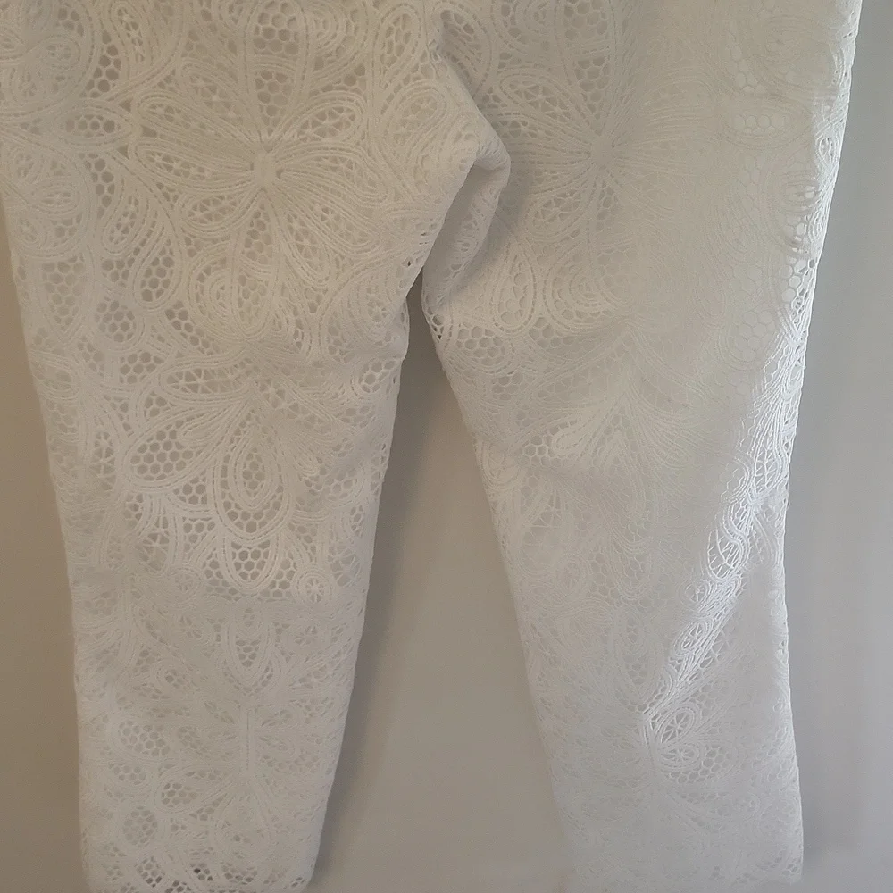 Lauren Ralph Lauren Womens Leodir Scalloped Straight Leg Pants White 8